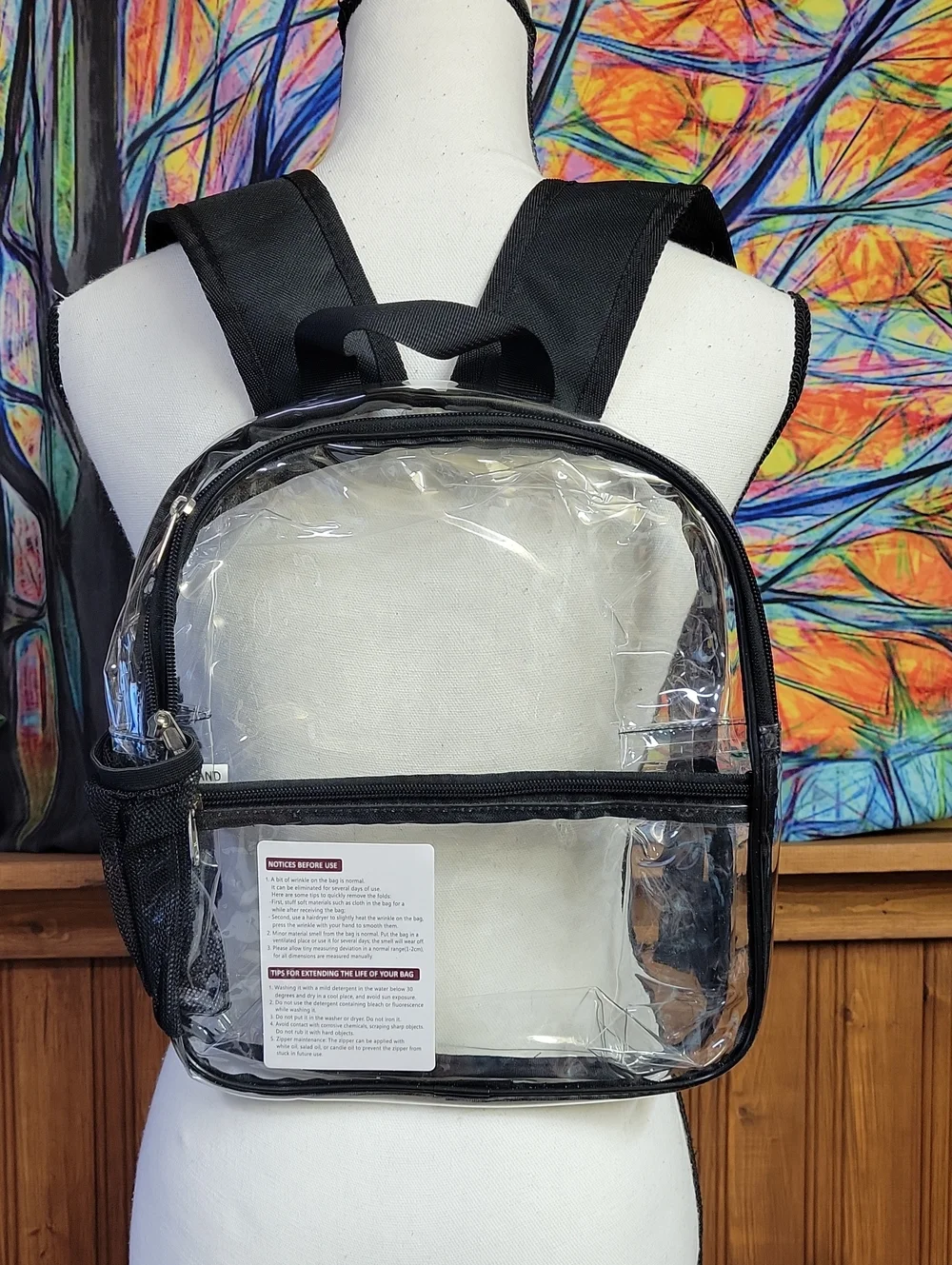 Clear Black-Trim Backpack - Transparent Stadium Bag
